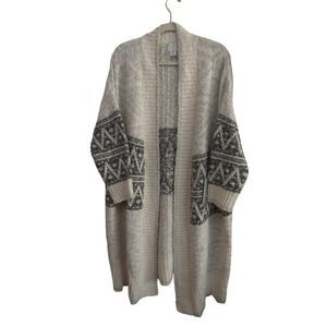 Joie Open Front Cardigan‎ Sweater Womens 1X Long Line Duster Chunky Knit New